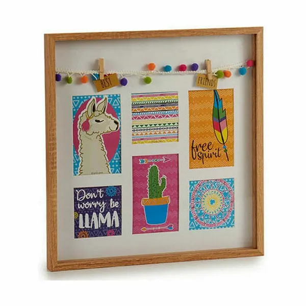 Seinävalokuvakehys Gift Decor Monivärinen Puu Laama Tupsut (6 osaa)