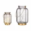 LED žibintas Gift Decor Pilka Auksinis stiklas Dryžiai 14 x 22 x 14 cm 13,5 x 22 x 13,5 cm (6 vnt.)