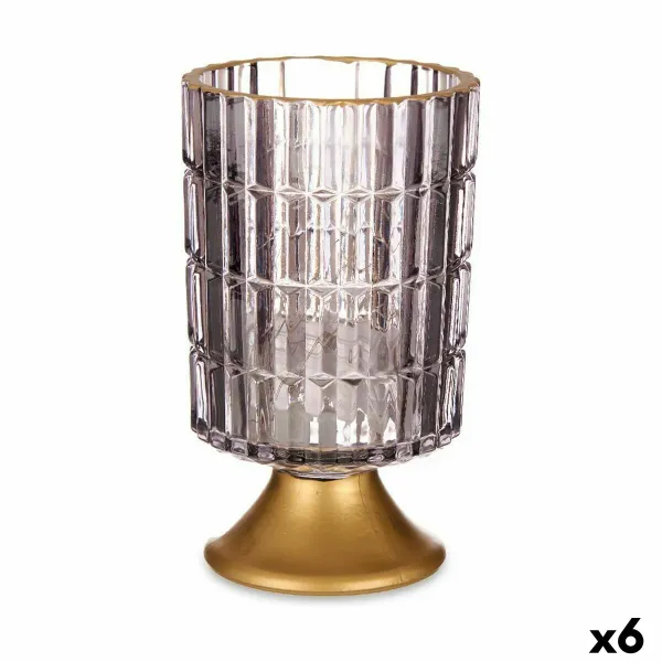LED žibintas Gift Decor Pilka Auksinis stiklas 10,7 x 18 x 10,7 cm (6 vnt.)