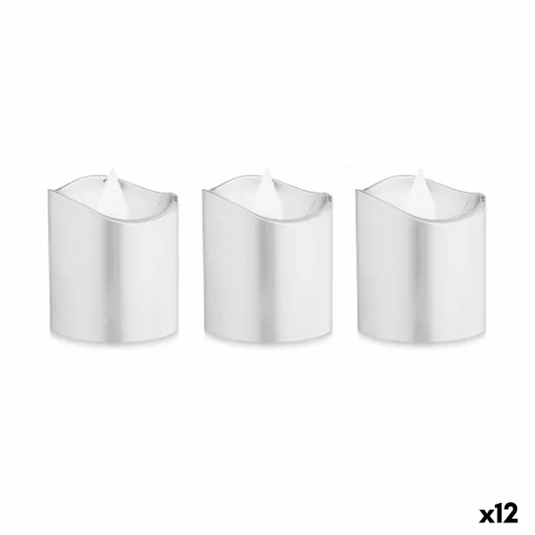Sveču Komplekts Gift Decor Sudrabains Sudrabs 18 x 14 x 4 cm 3,7 x 3,7 x 5 cm LED (12 gb.)