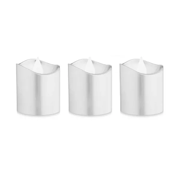 Candle Set Gift Decor Silver 18 x 14 x 4 cm 3,7 x 3,7 x 5 cm LED (12 Units)