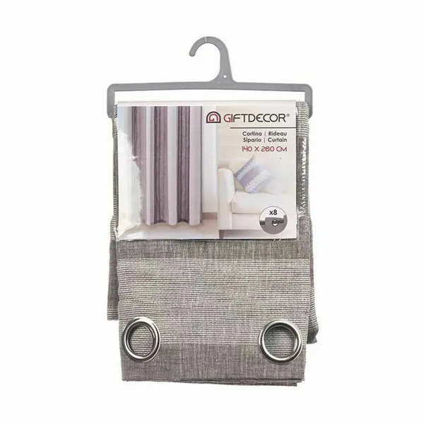 Curtain Gift Decor White Grey 140 x 0,1 x 260 cm (6 Units)