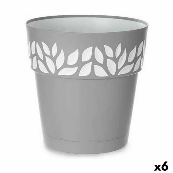 Itsekasteleva kukkaruukku Stefanplast Cloe Harmaa Muovinen 29 x 29 x 29 cm (6 osaa)