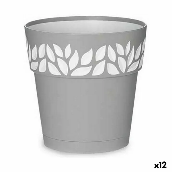 Itsekasteleva kukkaruukku Stefanplast Cloe Harmaa Muovinen 19 x 19 x 19 cm (12 osaa)
