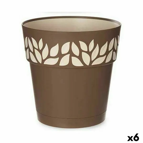 Vazonas su automatiniu drėkinimu Stefanplast Cloe Ruda Plastmasinis 25 x 25 x 25 cm (6 vnt.)