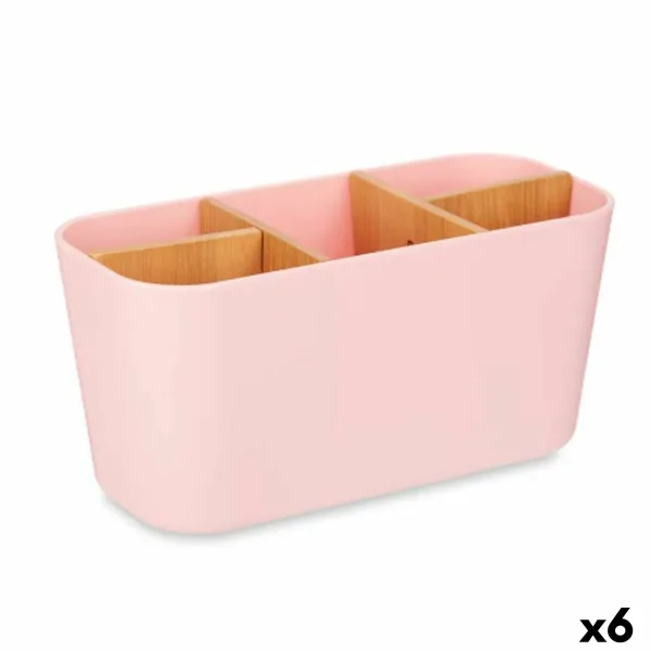 Zobu birstu turētājs Berilo Rozā Bambuss polipropilēns 21 x 10 x 9 cm (6 gb.)