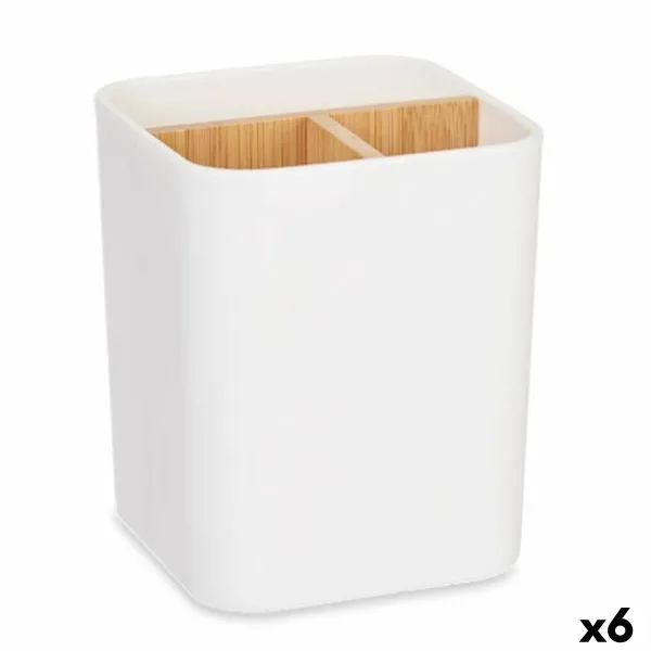 Держатель для зубной щетки Berilo Белый Бамбук полипропилен 9 x 11 x 9 cm (6 штук)