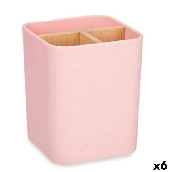 Держатель для зубной щетки Berilo Розовый Бамбук полипропилен 9 x 11 x 9 cm (6 штук)
