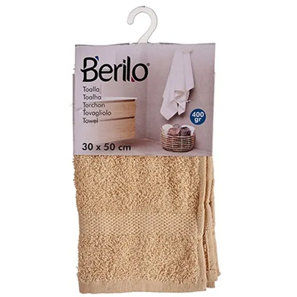 Bath towel Berilo Cream 80 % cotton 20 % Polyester 30 x 50 cm 25 x 1,5 x 15 cm (12 Units)