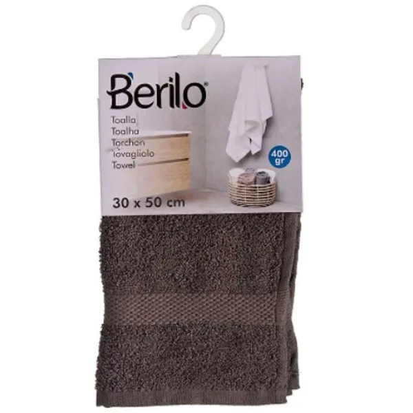 Kylpypyyhe Berilo Harmaa 80 % puuvillaa 20 % Polyesteri 30 x 50 cm 30 x 50 x 0,2 cm 25 x 1,5 x 15 cm (12 osaa)