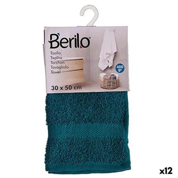 Банное полотенце Berilo Синий 80 % хлопок 20 % полиэстер 30 x 50 cm 30 x 50 x 0,2 cm 25 x 1,5 x 15 cm (12 штук)