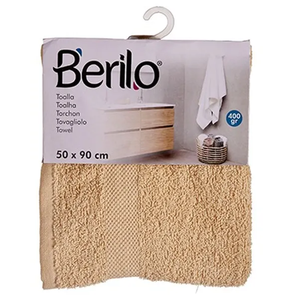 Bath towel Berilo Cream 80 % cotton 20 % Polyester 50 x 90 cm 52 x 0,2 x 90 cm 25 x 3 x 22 cm 23 x 26 x 3 cm (6 Units)