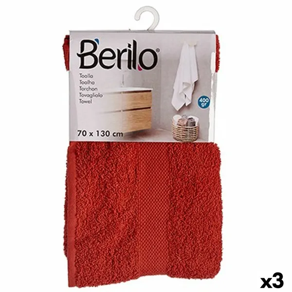 Bath towel Berilo Tile 80 % cotton 20 % Polyester 70 x 130 cm (3 Units)