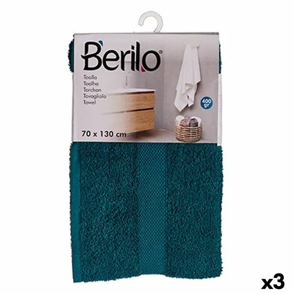 Bath towel Berilo Blue 80 % cotton 20 % Polyester 70 x 130 cm 35 x 4 x 20 cm (3 Units)