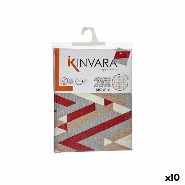 Скатерть устойчивая к пятнам Kinvara Серый Тёмно Бордовый парусина Против пятен Лучи 140 x 180 cm (10 штук)