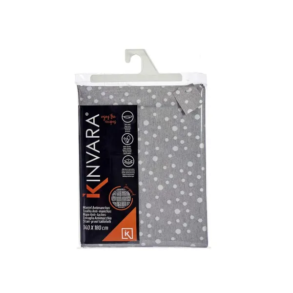 Dėmėms atspari staltiesė Kinvara Balta Pilka Jacquard Apsauga nuo dėmių Apgamas 140 x 180 cm (8 vnt.)
