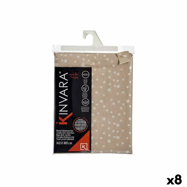 Stain-proof tablecloth Kinvara White Beige Jacquard Anti-stain Spots 140 x 180 cm (8 Units)