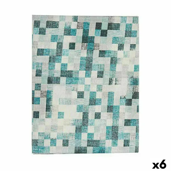 Dėmėms atspari staltiesė Kinvara Mėlyna Turkis Plona drobė Apsauga nuo dėmių Rėmeliai 140 x 180 cm (6 vnt.)