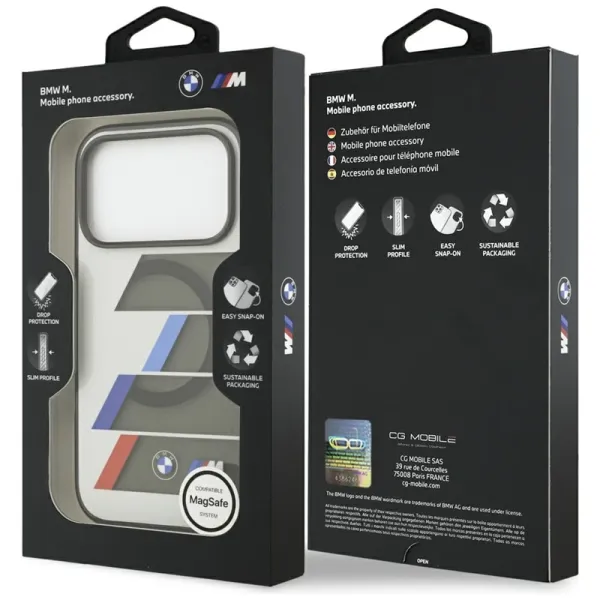BMW M IML Metal Buttons Tricolor Lines MagSafe - Case iPhone 17 Pro (anthracite)