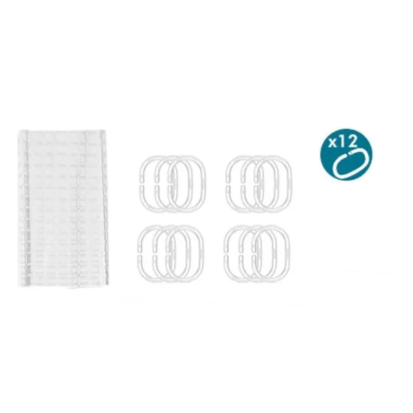 Shower Curtain Berilo Transparent Polyethylene EVA 180 x 180 cm 24 x 2 x 20 cm Frames (12 Units)