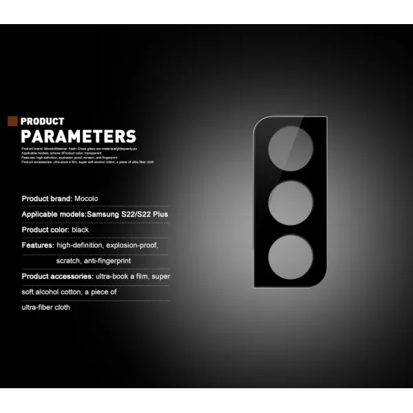 Mocolo Silk Camera Lens Glass - Protective Glass for Samsung Galaxy S22 / S22+ camera lens 
