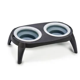 Mājdzīvnieku barības trauciņš Mascow Melns Silikona Plastmasa Locīšana 9 x 39 x 9 cm (12 gb.)