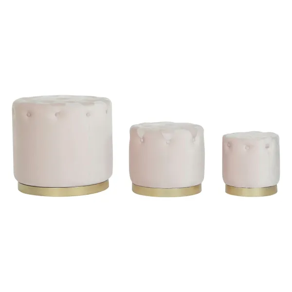 Pacelšanas Pedālis DKD Home Decor Rozā Bronza Koks MDF Samts 60 x 60 x 54 cm (3 gb.)