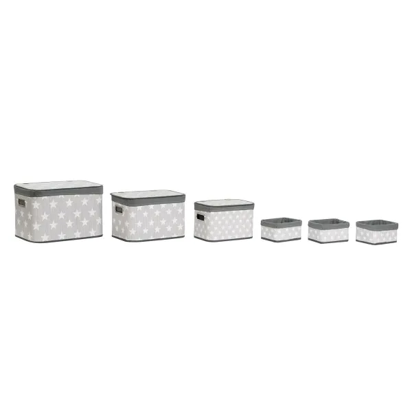 Набор корзин DKD Home Decor Белый Серый Бамбук Деревянный MDF Звезды 51 x 35 x 33 cm