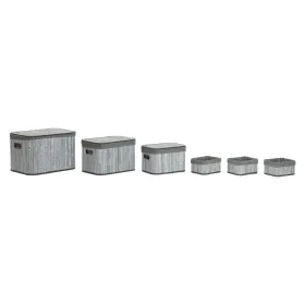 Набор корзин DKD Home Decor Белый Серый Бамбук Деревянный MDF 51 x 35 x 33 cm