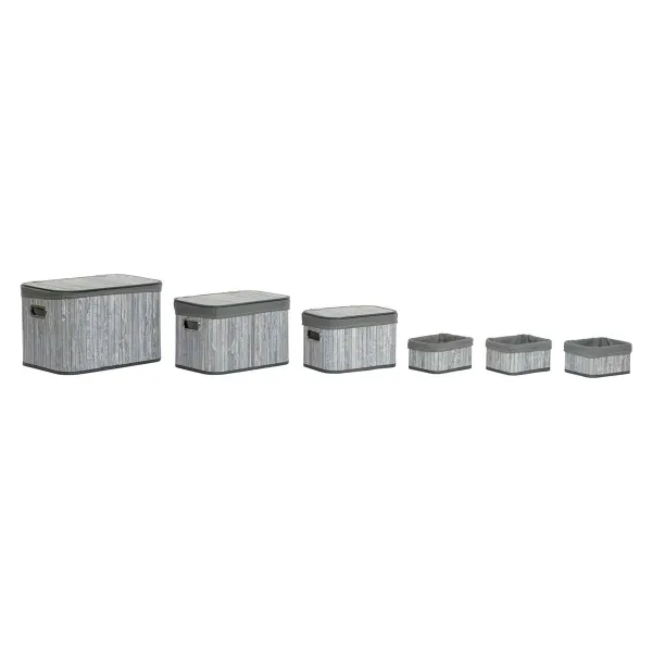 Набор корзин DKD Home Decor Белый Серый Бамбук Деревянный MDF 51 x 35 x 33 cm