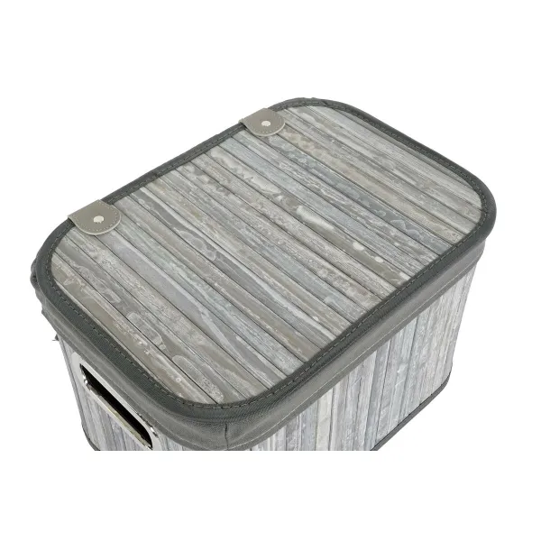Krepšelio rinkinys DKD Home Decor Balta Pilka Bambukas Medžio MDF 51 x 35 x 33 cm
