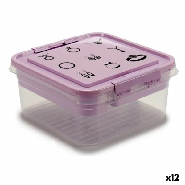 Lādīte Gondol Violets Caurspīdīgs Plastmasa 24,5 x 11,5 x 26 cm (12 gb.)