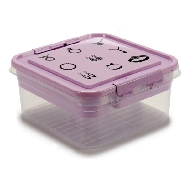 Jewelry box Gondol Purple Transparent Plastic 24,5 x 11,5 x 26 cm (12 Units)