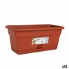 Planter with Dish Dem Squares Rectangular Brown 40 x 20 cm (12 Units)
