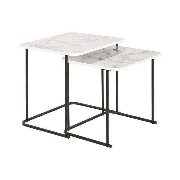 Set of 2 tables DKD Home Decor Valkoinen Musta 51 x 43 x 49 cm