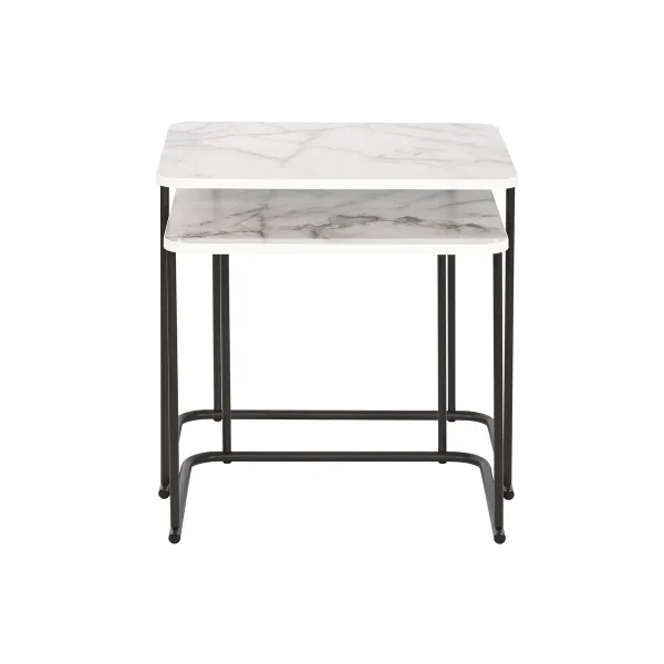 Dviejų staliukų rinkinys DKD Home Decor Balta Juoda 51 x 43 x 49 cm