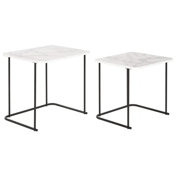 Dviejų staliukų rinkinys DKD Home Decor Balta Juoda 51 x 43 x 49 cm