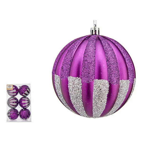 Joulupallosetti Krist+ Purppura Hopeinen PVC 10 cm (6 osaa)