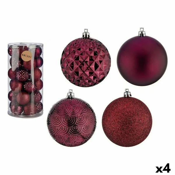 Joulupallosetti Krist+ Punainen Purppura PVC 8 cm (4 osaa)