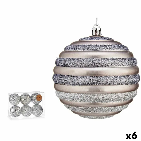 Набор новогодних шаров Krist+ Серебристый Пластик круги 10 cm (6 штук)
