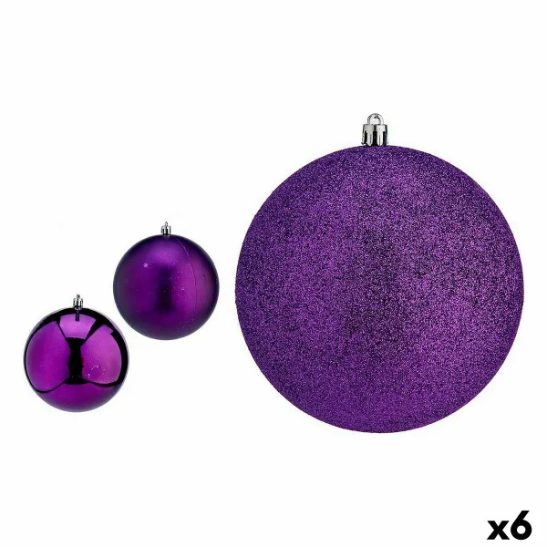 Ziemassvētku bumbiņu komplekts Krist+ Violets PVC Ø 12 cm (6 gb.)