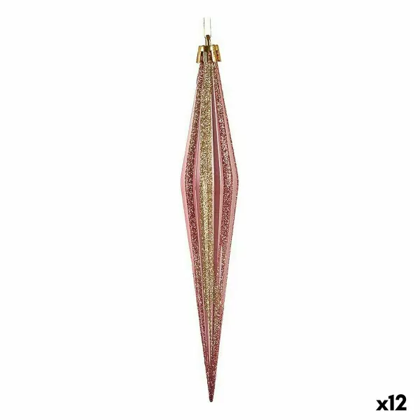 Joulukoristesetti Krist+ Pinkki Kullattu PVC Venytetty 3 x 3 x 18,5 cm (12 osaa)