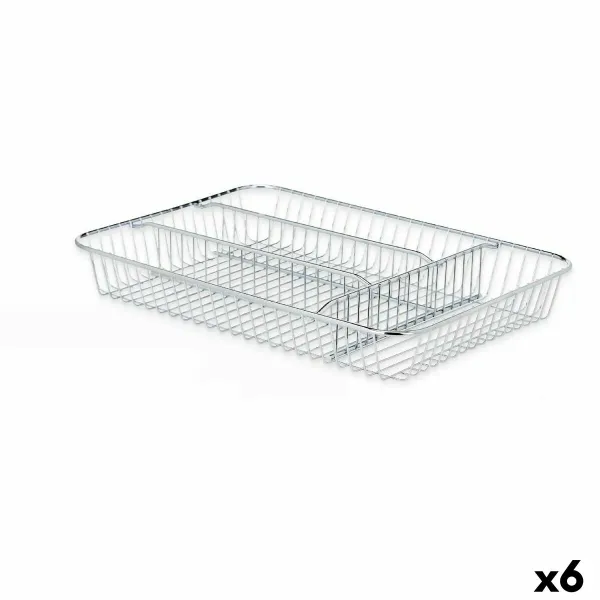 Virtuves Piederumu Organizators Kinvara Sudrabains Sudrabs Metāls 26 x 4,5 x 35,5 cm 26 x 5,5 x 35,5 cm (6 gb.)