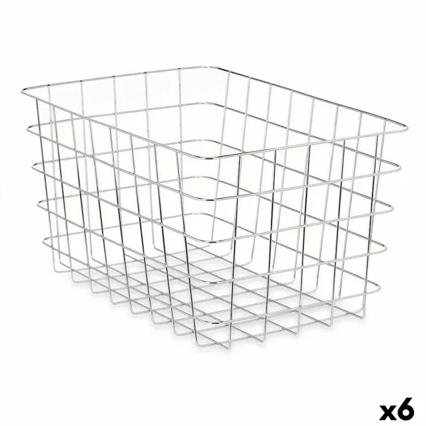 Multi-purpose basket Kinvara Silver Metal 38 x 21 x 26 cm Rectangular (6 Units)