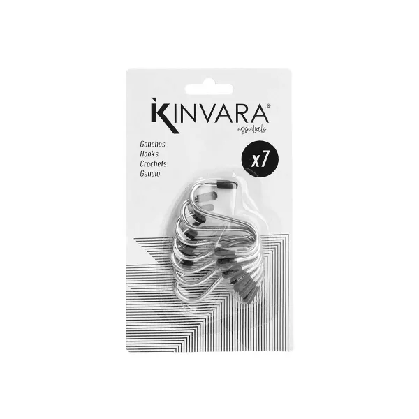 Kabliukas pakabinti Kinvara Sidabras Metalinis 4,7 cm 10,4 x 18 x 2,5 cm Rinkinys (12 vnt.)