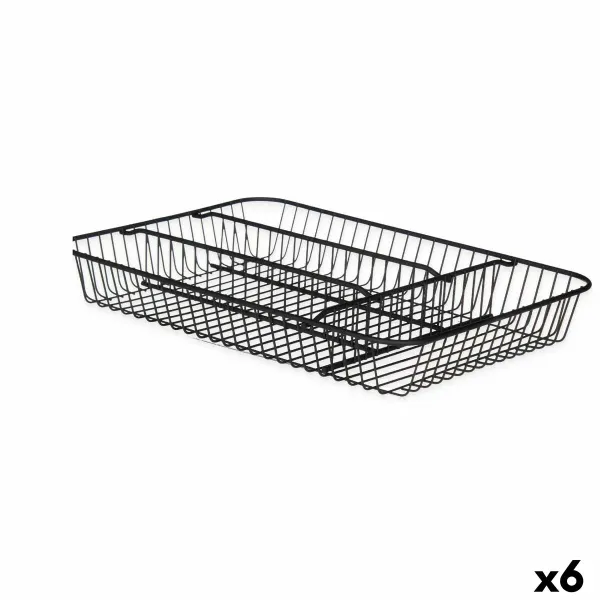 Cutlery Organiser Kinvara Black Metal 26 x 4,7 x 35,5 cm 26 x 5,5 x 35,5 cm (6 Units)