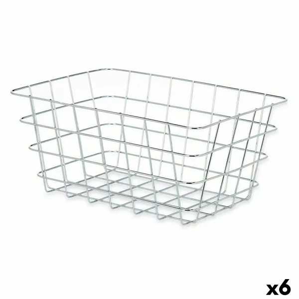 Multi-purpose basket Kinvara Silver Metal 31 x 14 x 21 cm Rectangular (6 Units)