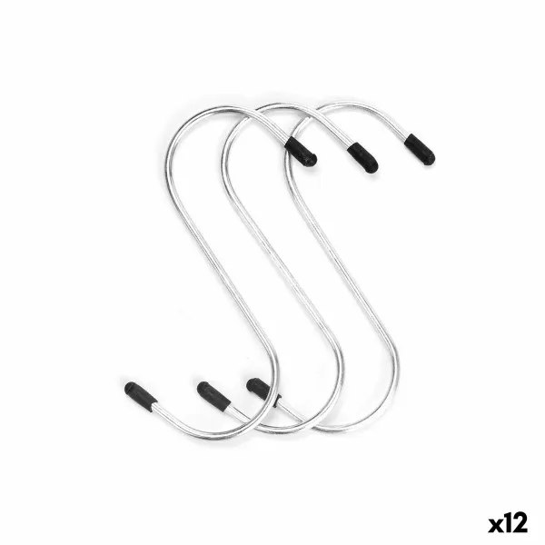 Kabliukas pakabinti Kinvara Sidabras Metalinis 12 cm 10,5 x 21 x 2 cm Rinkinys (12 vnt.)