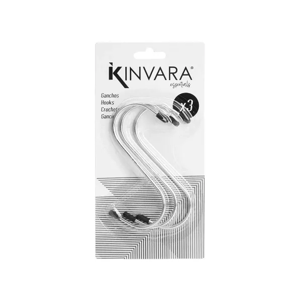 Kabliukas pakabinti Kinvara Sidabras Metalinis 12 cm 10,5 x 21 x 2 cm Rinkinys (12 vnt.)