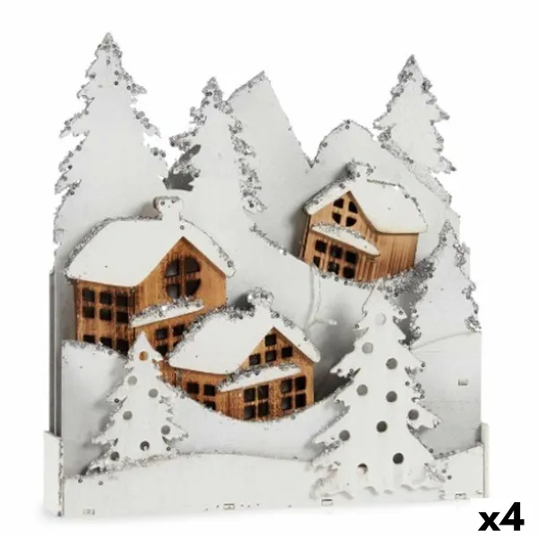 Koristehahmo Krist+ Valkoinen Ruskea Kaupunki 44 x 48 x 7,5 cm Valo (4 osaa)